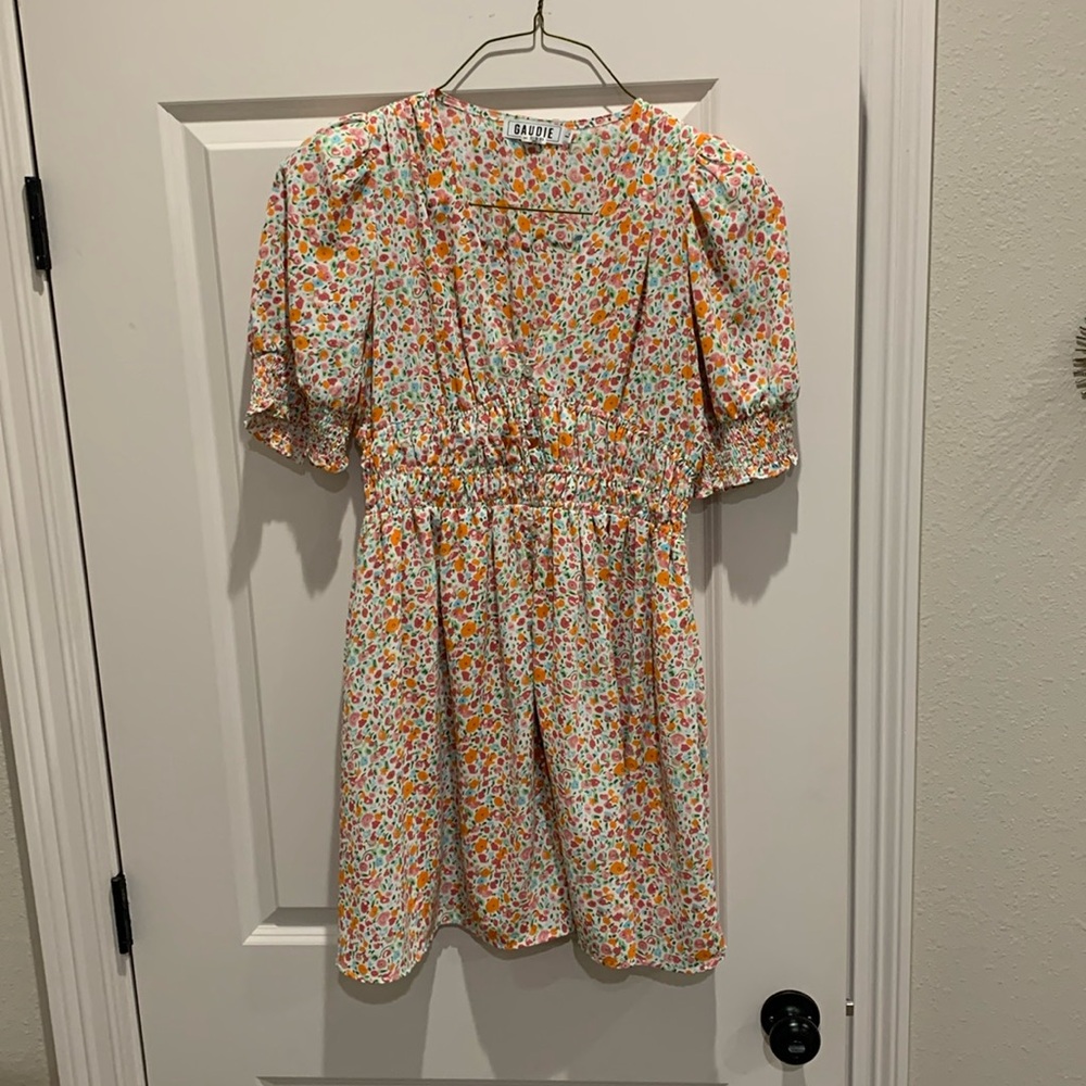 Gaudie size Large flower print dress with gathered waistband